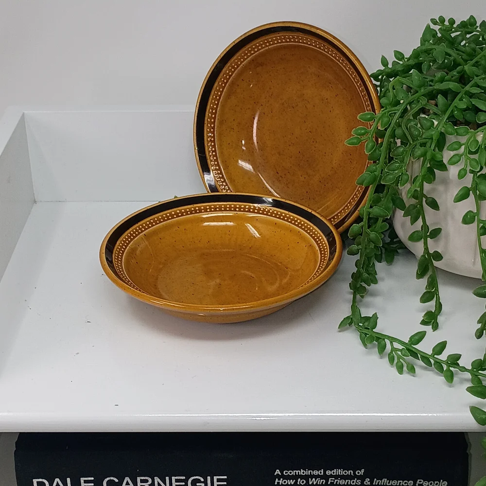 Rustic Stoneware Dinnerware Set - Gold and Black